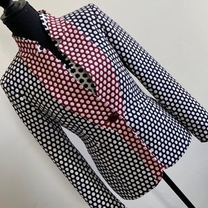 2-piece Escada Jacket & Silk Top Dark Blue, Burgundy German Sz 34